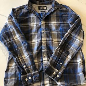 The North Face Blue and Gray Plaid Casual Button Down Shirt